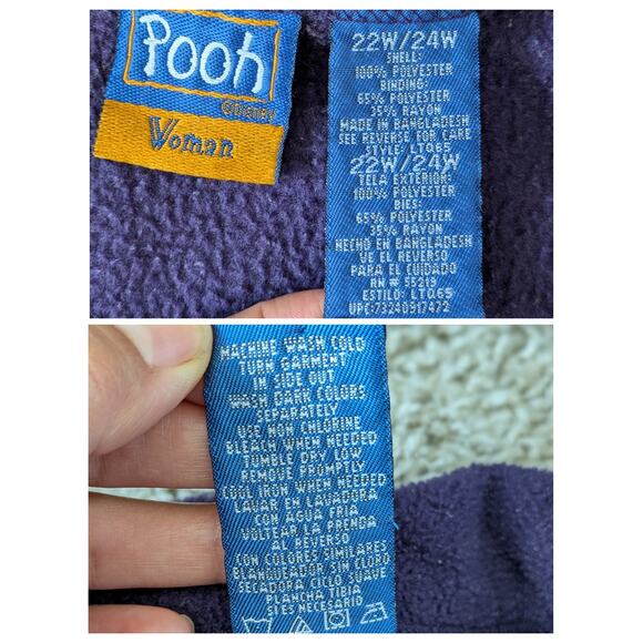 Vintage Disney Eeyore 1/4 Zip Fleece Womens 22W Purple Winter Pooh Igor Holiday - Picture 3 of 8